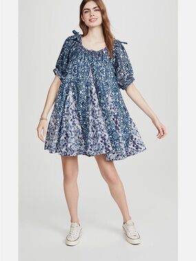 Free People Blue Printed Mini Dress